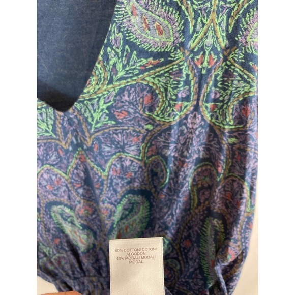 Lucky Brand Smocked Waist V Neck Short Sleeve Top Size Medium - Picture 6 of 7